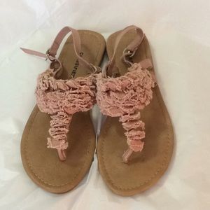 Pink jean material sandals